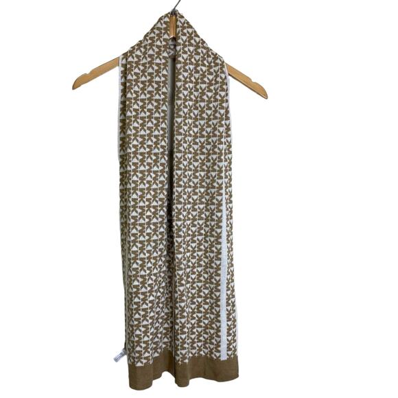 Designer Michael Kors Gold and Cream Reversible Unisex Scarf NEW OS - Picture 1 of 4
